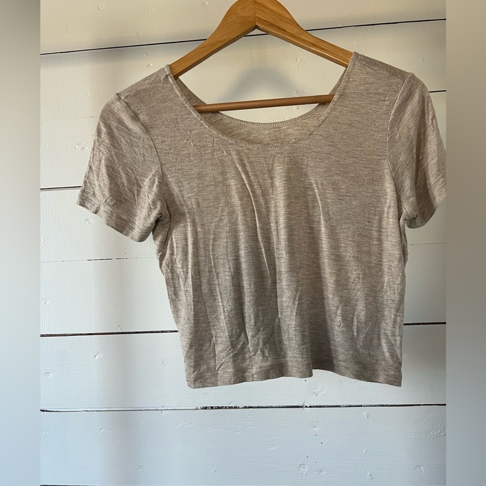 American Apparel Light oatmeal loose fit crop